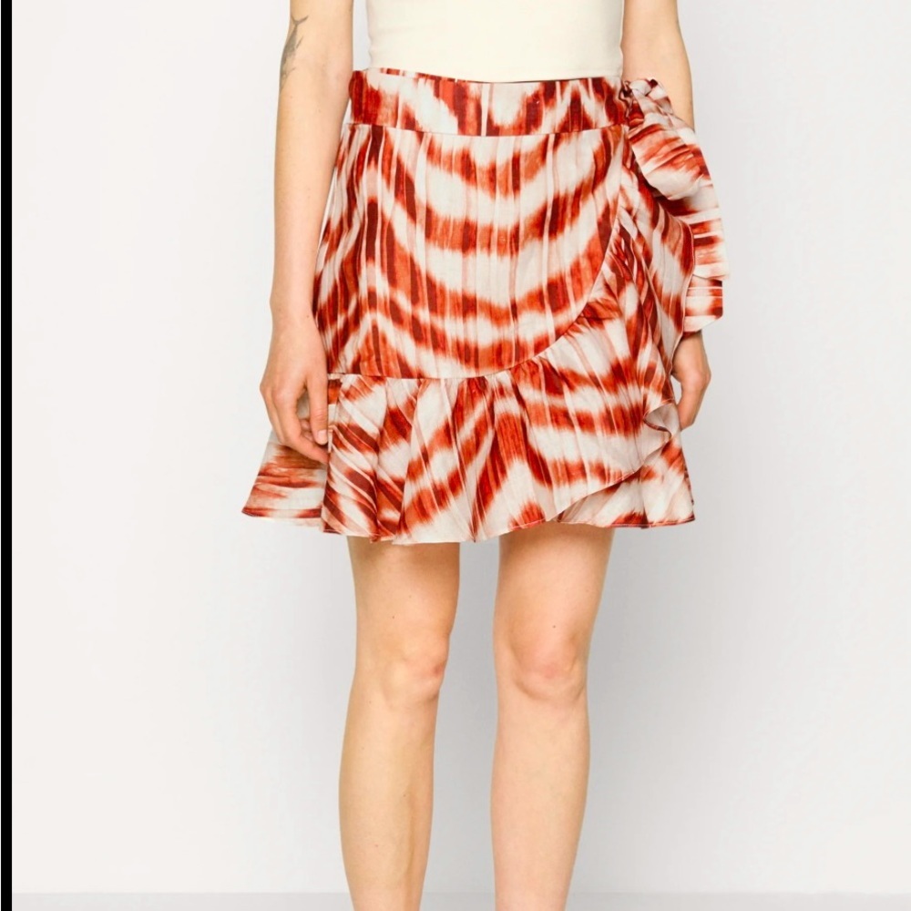 Banana Republic Womens Linen Wrap  Striped Belted Skirt Ruffled Size Sma…